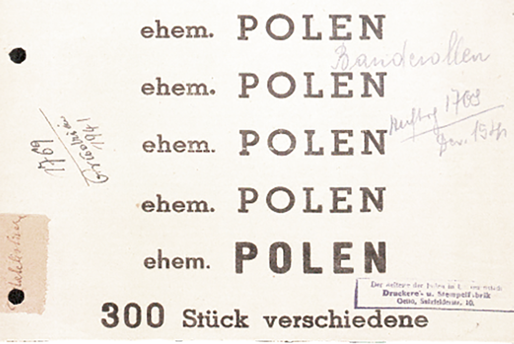 ​Banderole zamówione przez pocztę getta z napisem „dawniej Polska”