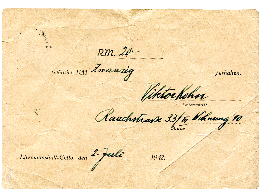 Pre-printed postcard sent from the ghetto