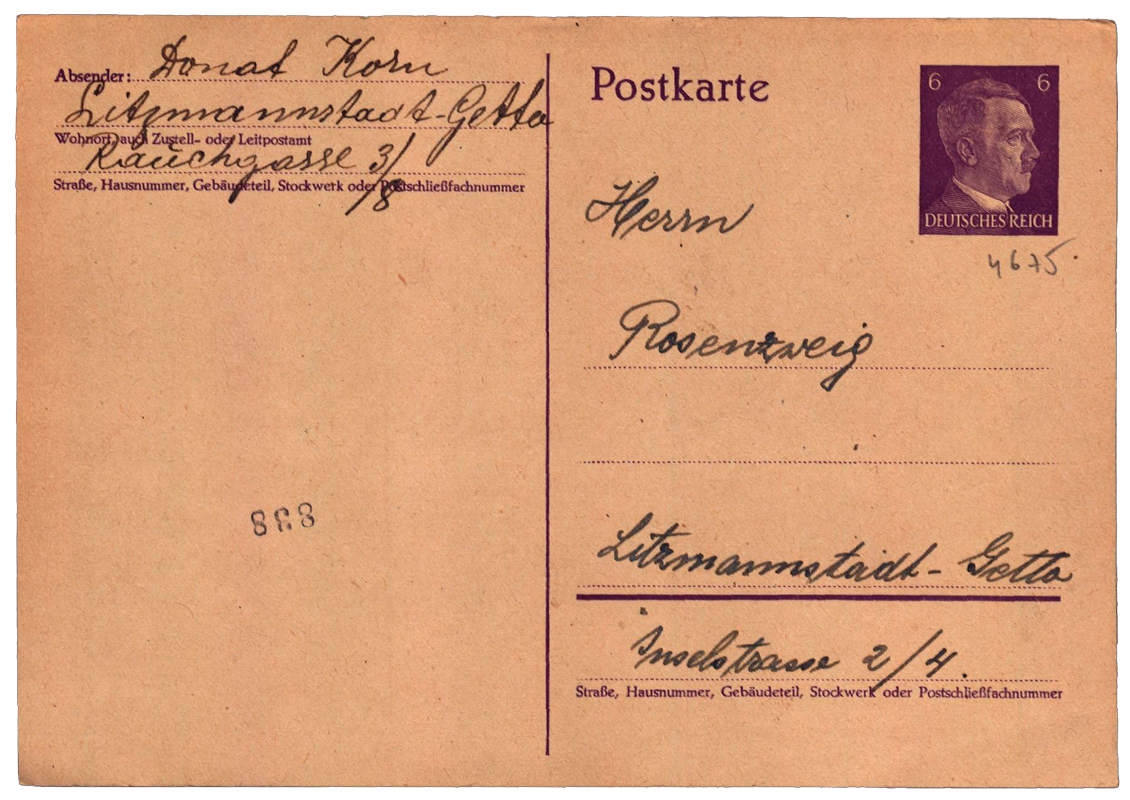 Postcards sent among ghetto inhabitants