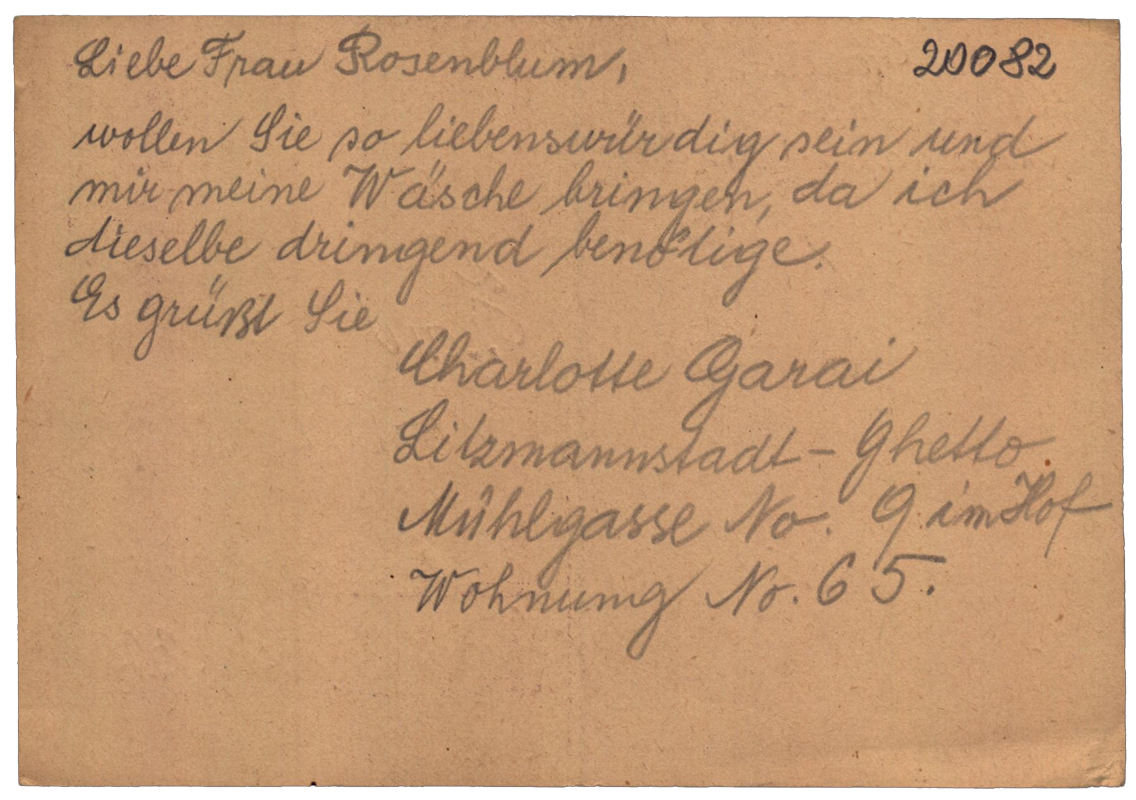 Postcards sent among ghetto inhabitants