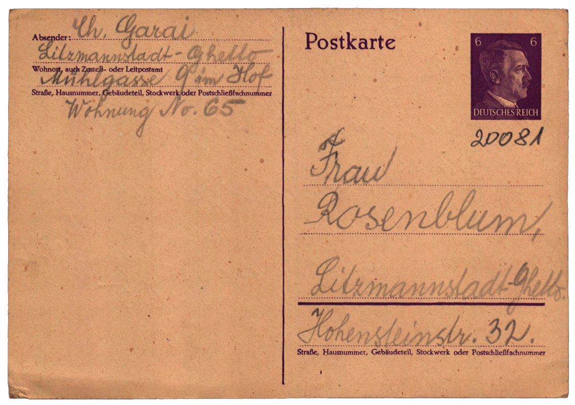 Postcards sent among ghetto inhabitants
