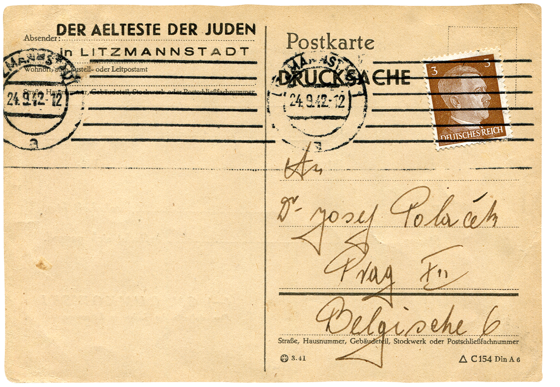 ​Karta z gotowym tekstem wysłana z getta