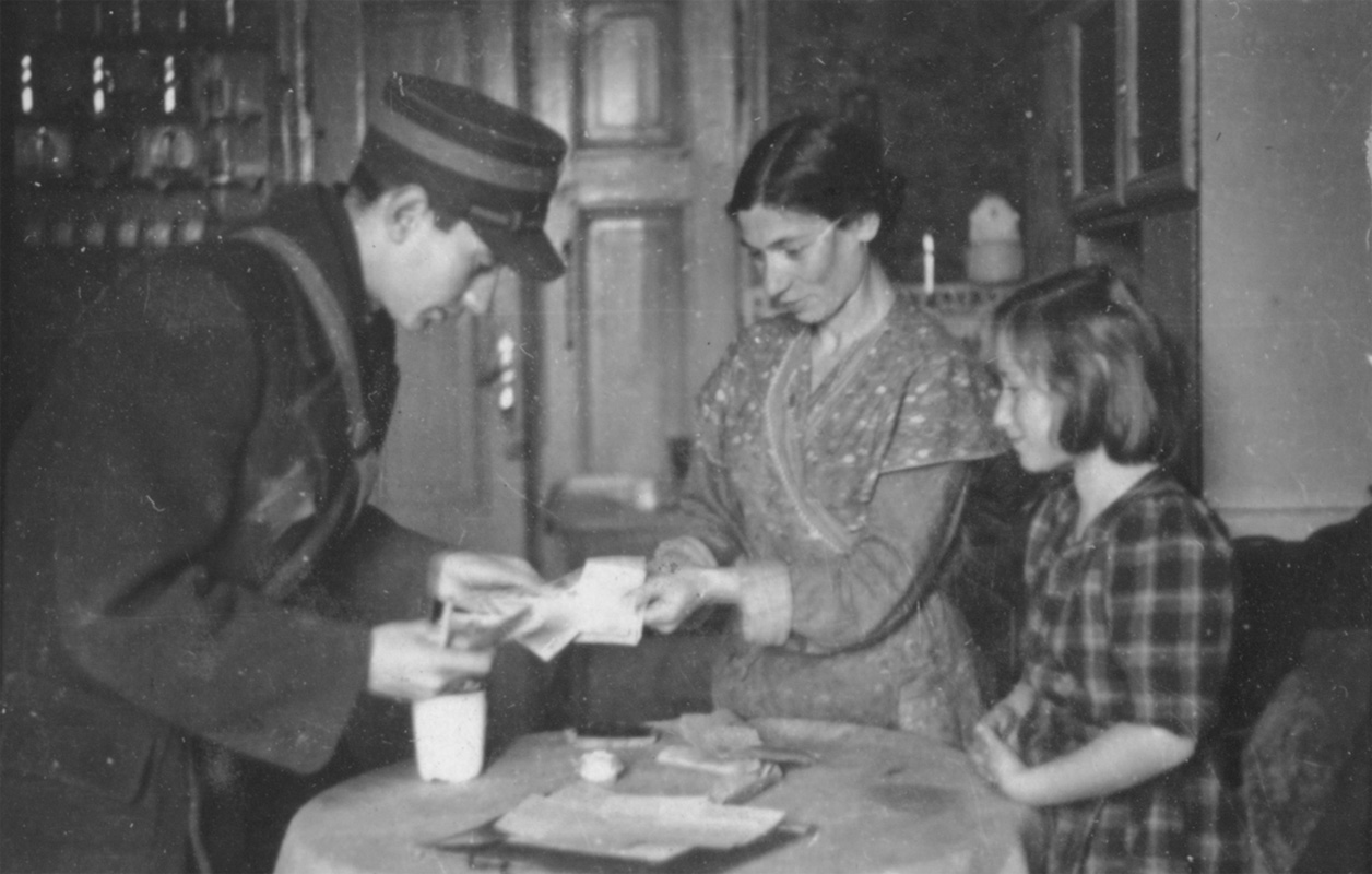 Postman delivering unemployment benefits