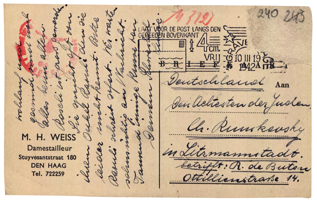 ​Karta pocztowa wysłana do getta