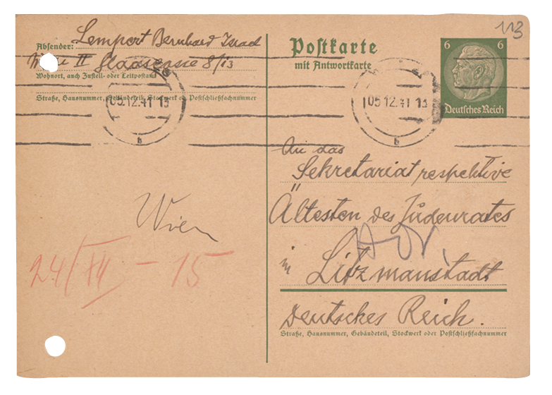 Niedoręczona Karta pocztowa przysłana do getta
