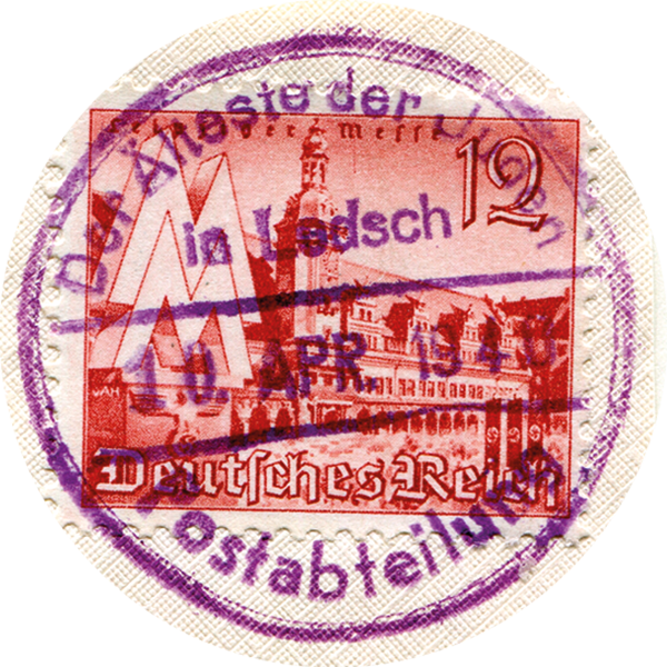 Stamp with the date and Łódź