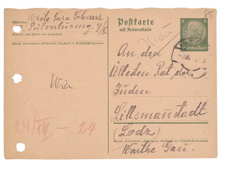 Niedoręczona Karta pocztowa przysłana do getta