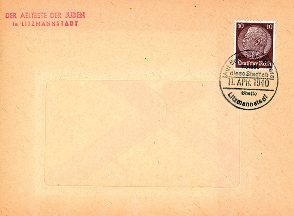 ​Envelope with a date stamp with the name Łódź and Litzmannstadt