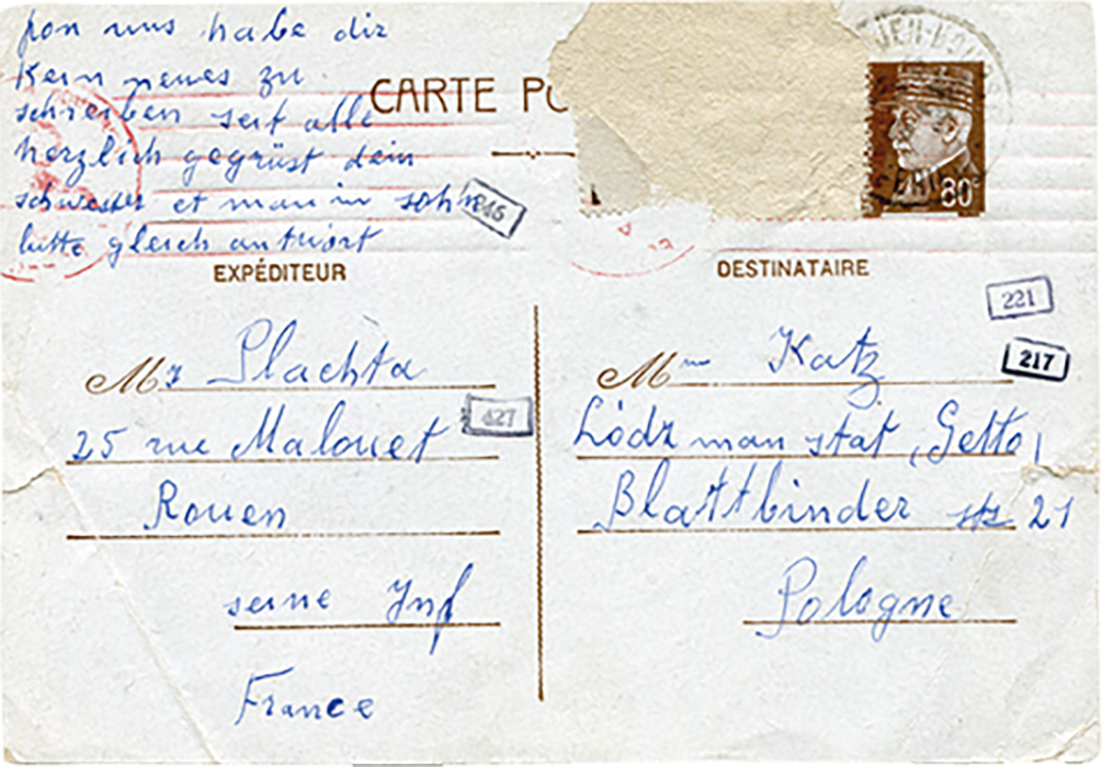 Postcard sent to the ghetto with the name Lódzmannstadt
